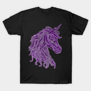 Mythical Unicorn - Monochrome Purple T-Shirt